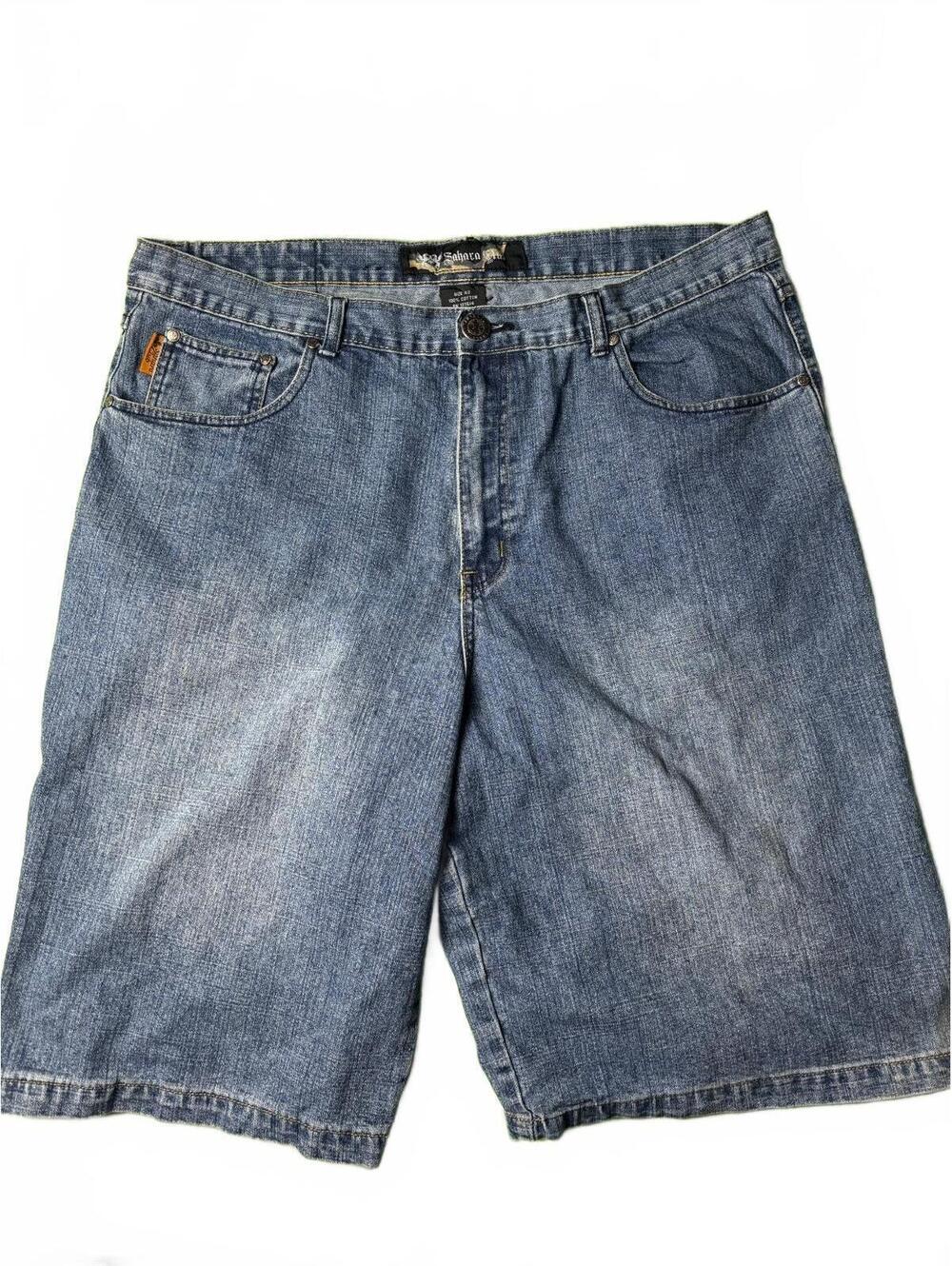 Y2K Sahara Club Denim Shorts Men’s 40 Baggy Embroidered